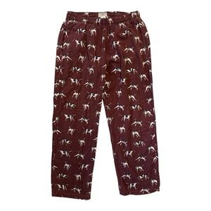 LL Bean Mens Flannel Pajama Pants S Maroon English Pointer Dog Print 272860